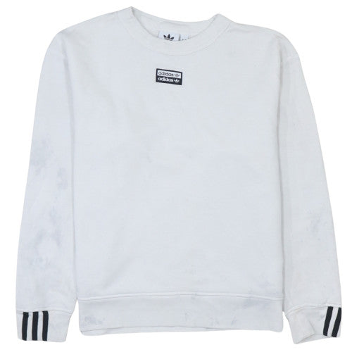 Adidas Mens White XS Crew Neck Sweatshirt with Logo Detail