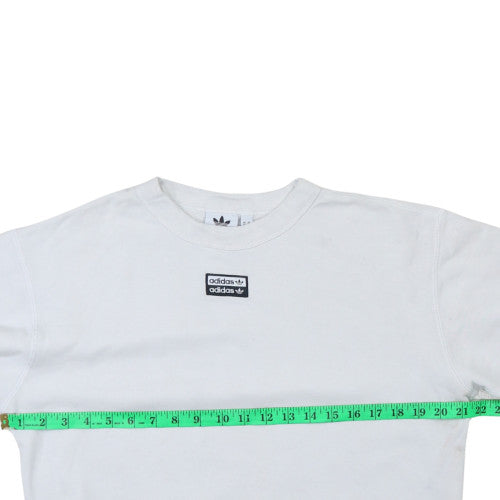 Adidas Mens White XS Crew Neck Sweatshirt with Logo Detail