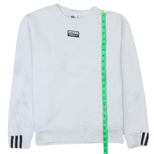 Adidas Mens White XS Crew Neck Sweatshirt with Logo Detail