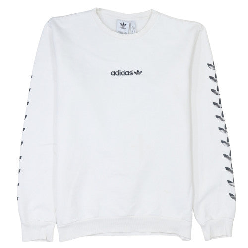 Adidas Men's White Pullover Sweatshirt Crew Neck Logo M Sports Fleece