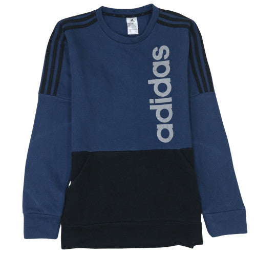 Adidas Mens Blue Pullover Sweatshirt Size M Logo Crew Neck Fleece