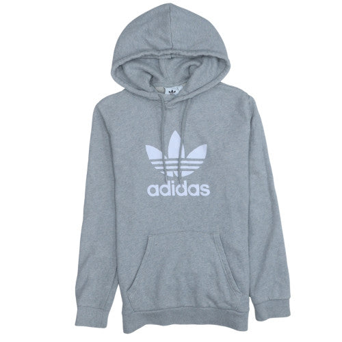 Adidas Men's Grey Pullover Hoodie Small Logo Cotton Blend
