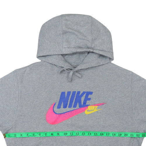 Nike Mens Grey Pullover Hoodie M Logo Fleece Sweatshirt