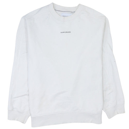 Calvin Klein Jeans Men's White XL Crew Neck Pullover Sweatshirt