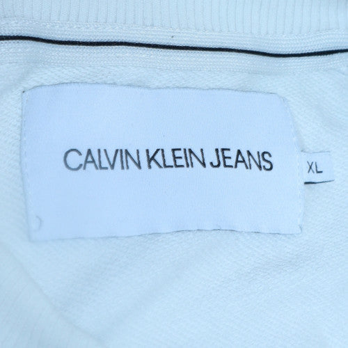 Calvin Klein Jeans Men's White XL Crew Neck Pullover Sweatshirt