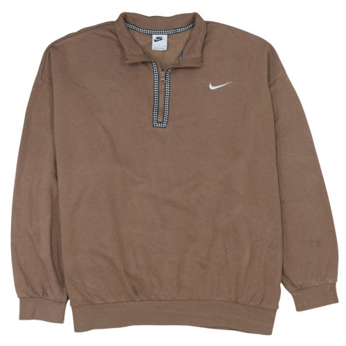 Nike Women Brown 1/4 Zip Sweatshirt XL Relaxed Fit Pullover Logo
