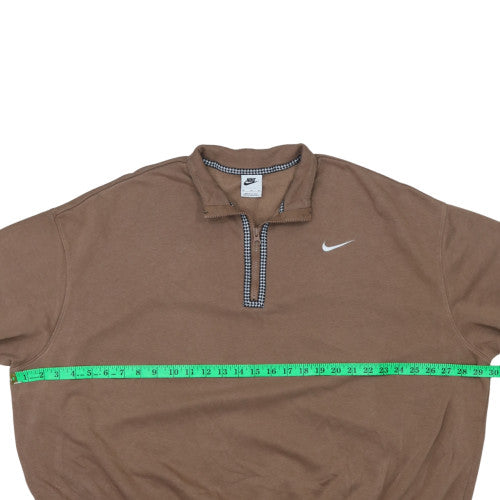 Nike Women Brown 1/4 Zip Sweatshirt XL Relaxed Fit Pullover Logo