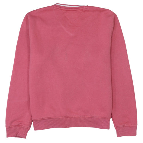Tommy Jeans Women's Pink V-Neck Pullover Sweatshirt M Cotton Blend