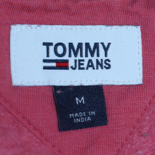 Tommy Jeans Women's Pink V-Neck Pullover Sweatshirt M Cotton Blend