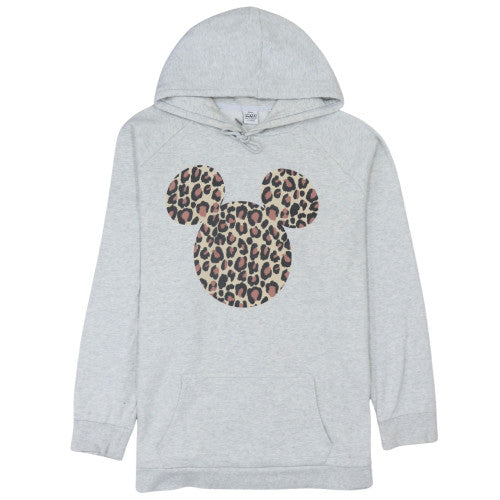 Next Women Grey Hooded Pullover Hoodie XL Leopard Mickey Print