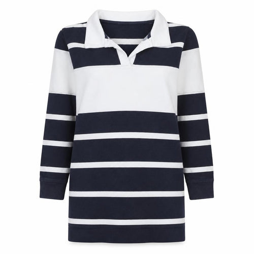Next Womens Blue White Striped Cotton 3/4 Sleeve Nightshirt Size 10