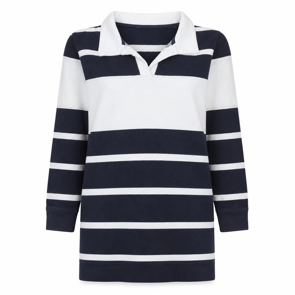 Next Womens Blue White Striped Cotton 3/4 Sleeve Nightshirt Size 10