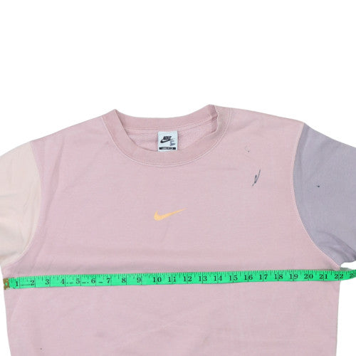 Nike Women’s Pink Colourblock Crew Neck Sweatshirt Size S Loose Fit