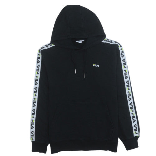 Fila Men's Black Small Pullover Hoodie with Logo Tape Trim