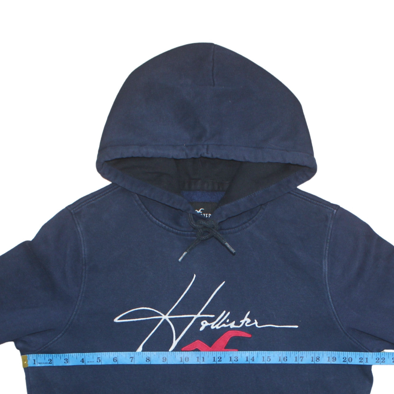 Hollister Men's Blue Pullover Hoodie M Logo Fleece Sweatshirt