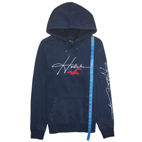 Hollister Men's Blue Pullover Hoodie M Logo Fleece Sweatshirt