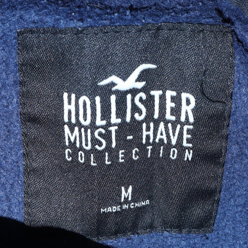 Hollister Men's Blue Pullover Hoodie M Logo Fleece Sweatshirt