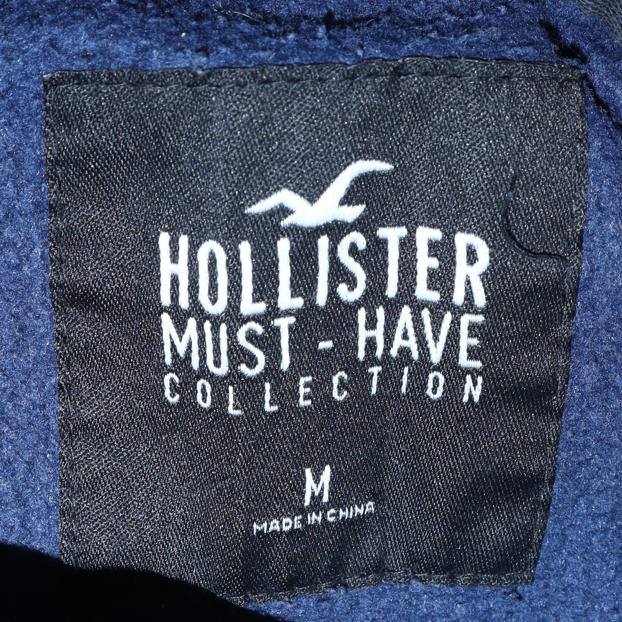 Hollister Men's Blue Pullover Hoodie M Logo Fleece Sweatshirt