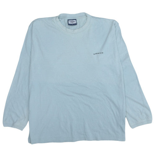 Umbro Men’s Blue Long Sleeve Crew Neck Cotton Sports T-Shirt L