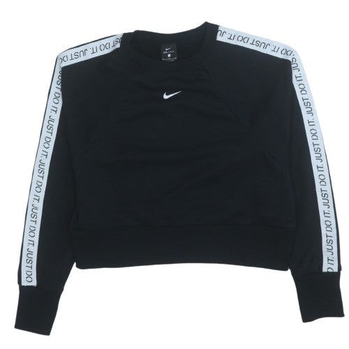 Nike Women Black Dri-Fit Crew Neck Logo Sweatshirt Size S