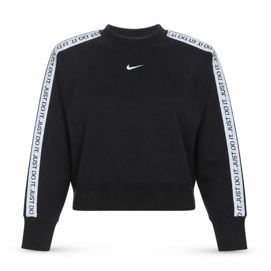 Front view of Nike Women Black Dri-Fit Crew Neck Logo Sweatshirt, size S