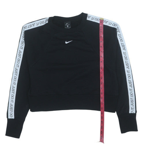 Nike Women Black Dri-Fit Crew Neck Logo Sweatshirt Size S