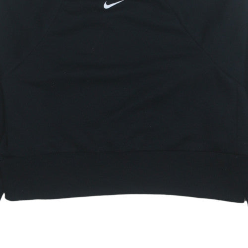 Nike Women Black Dri-Fit Crew Neck Logo Sweatshirt Size S