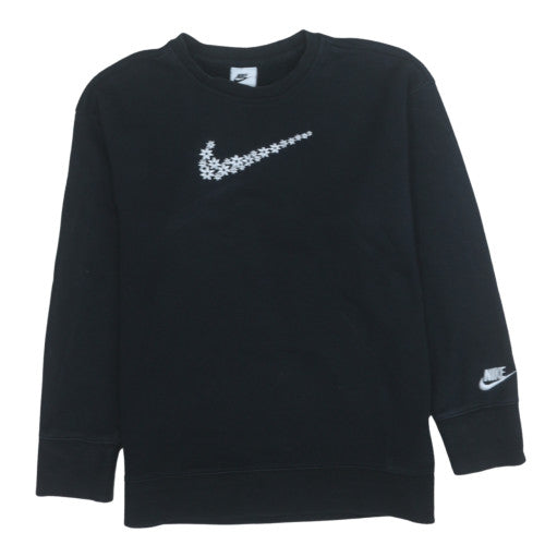Nike Girls Black XL Fleece Pullover Sweatshirt with Logo Graphic