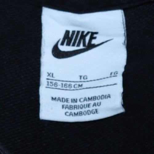 Nike Girls Black XL Fleece Pullover Sweatshirt with Logo Graphic