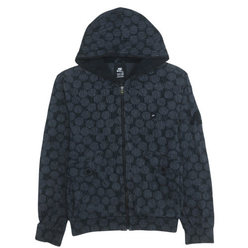 Nike Mens Black Full Zip Hooded Sweatshirt L Geometric Pattern