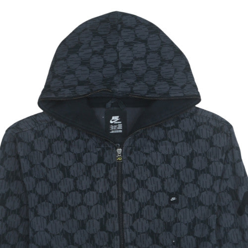 Nike Mens Black Full Zip Hooded Sweatshirt L Geometric Pattern