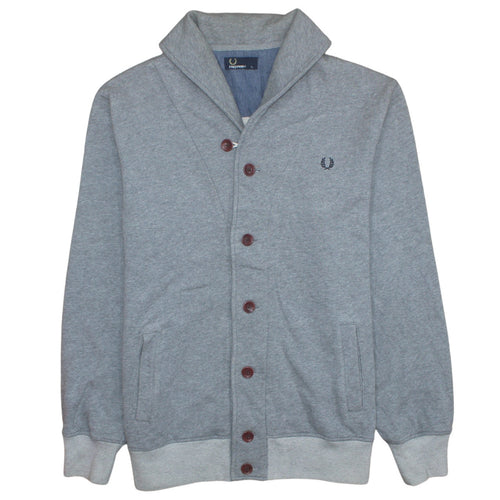 Fred Perry Men's Grey XL Cardigan Sweatshirt Button Up Cotton Blend