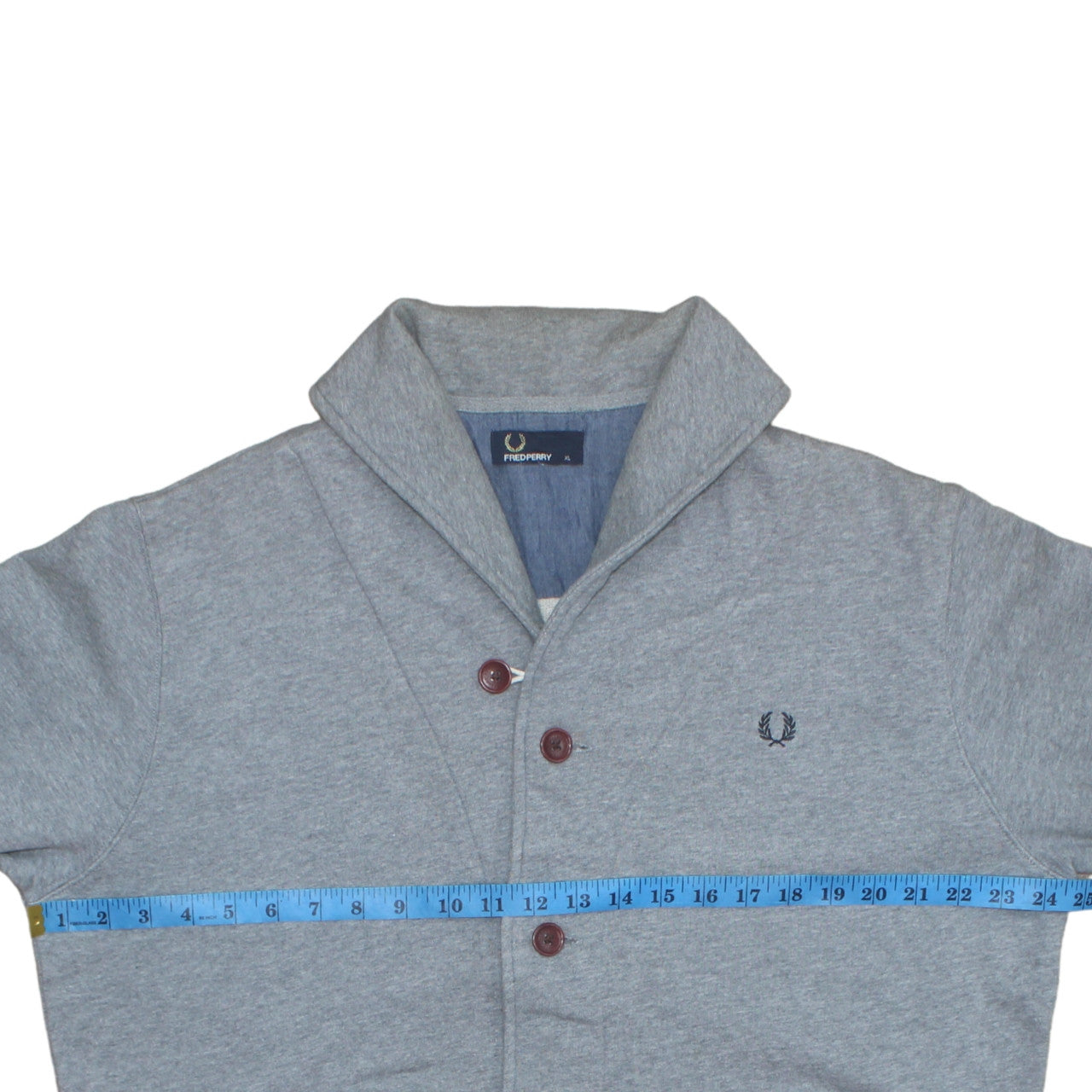 Fred Perry Men's Grey XL Cardigan Sweatshirt Button Up Cotton Blend