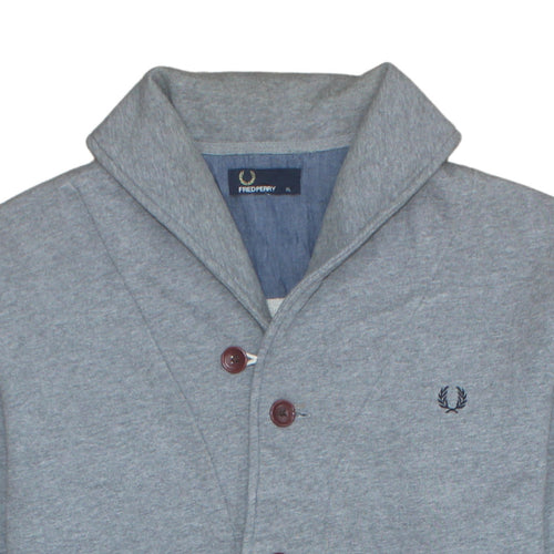 Fred Perry Men's Grey XL Cardigan Sweatshirt Button Up Cotton Blend