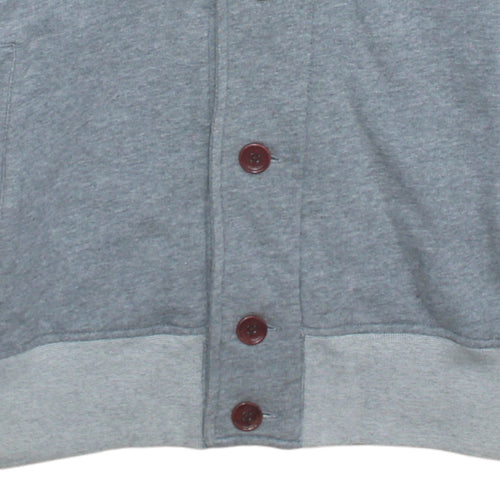 Fred Perry Men's Grey XL Cardigan Sweatshirt Button Up Cotton Blend