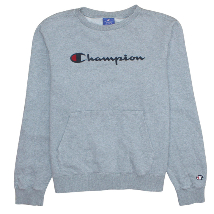 Champion Men's Grey Large Pullover Sweatshirt with Logo