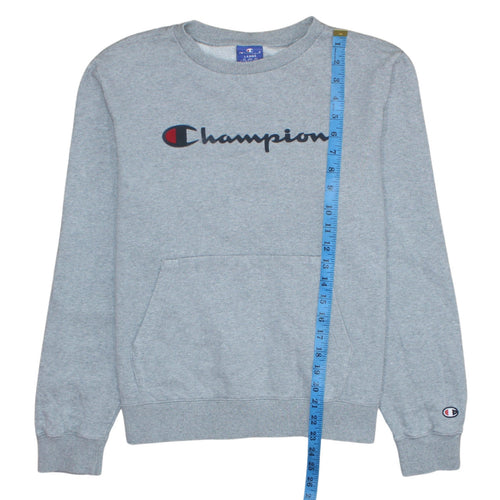 Champion Men's Grey Large Pullover Sweatshirt with Logo