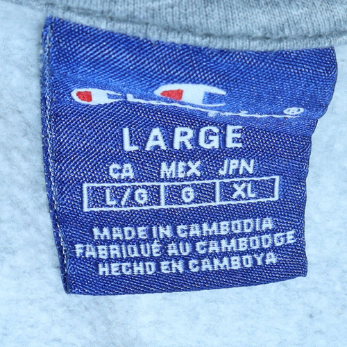 Champion Men's Grey Large Pullover Sweatshirt with Logo