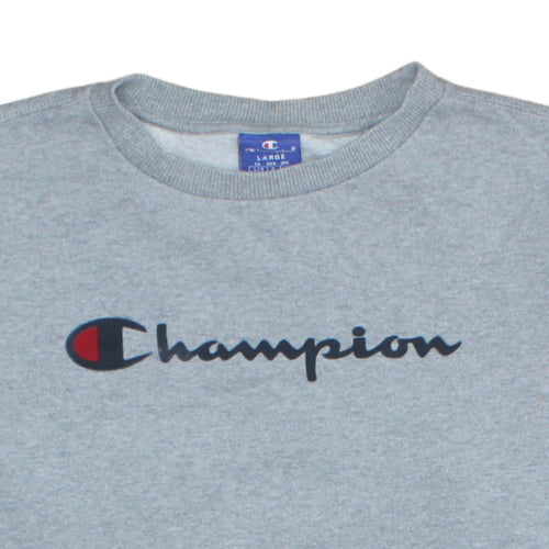 Champion Men's Grey Large Pullover Sweatshirt with Logo