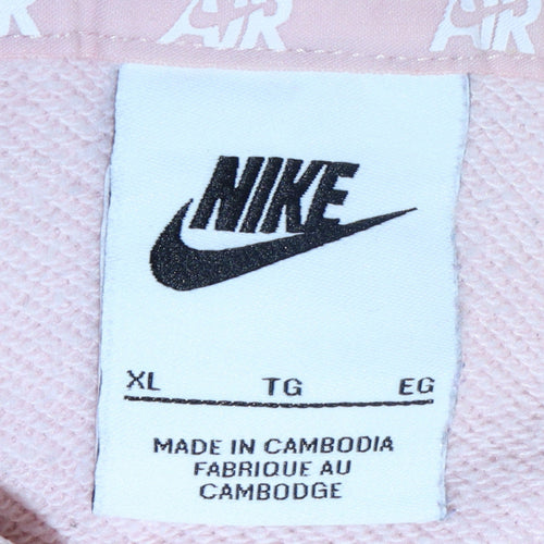 Nike Womens Pink Pullover Hoodie XL Cotton Blend Air Logo Sweatshirt