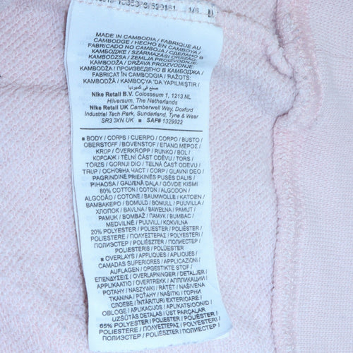 Nike Womens Pink Pullover Hoodie XL Cotton Blend Air Logo Sweatshirt