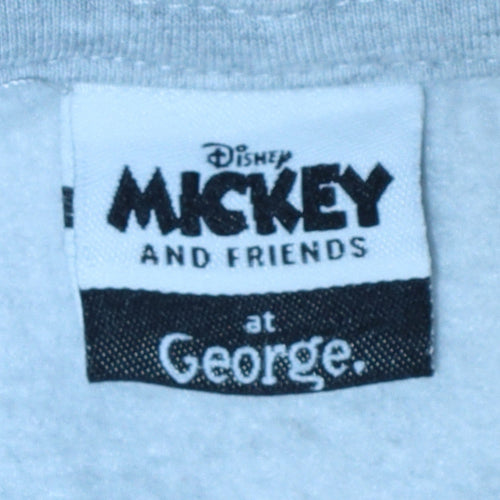 Disney Mickey & Friends Grey Hoodie Women M 12-14 Pullover Sweatshirt