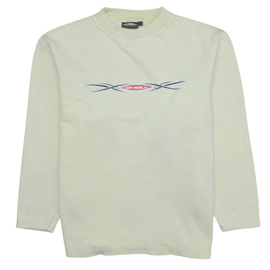 O'Neill Women Beige Small Pullover Sweatshirt 100% Cotton Logo Print