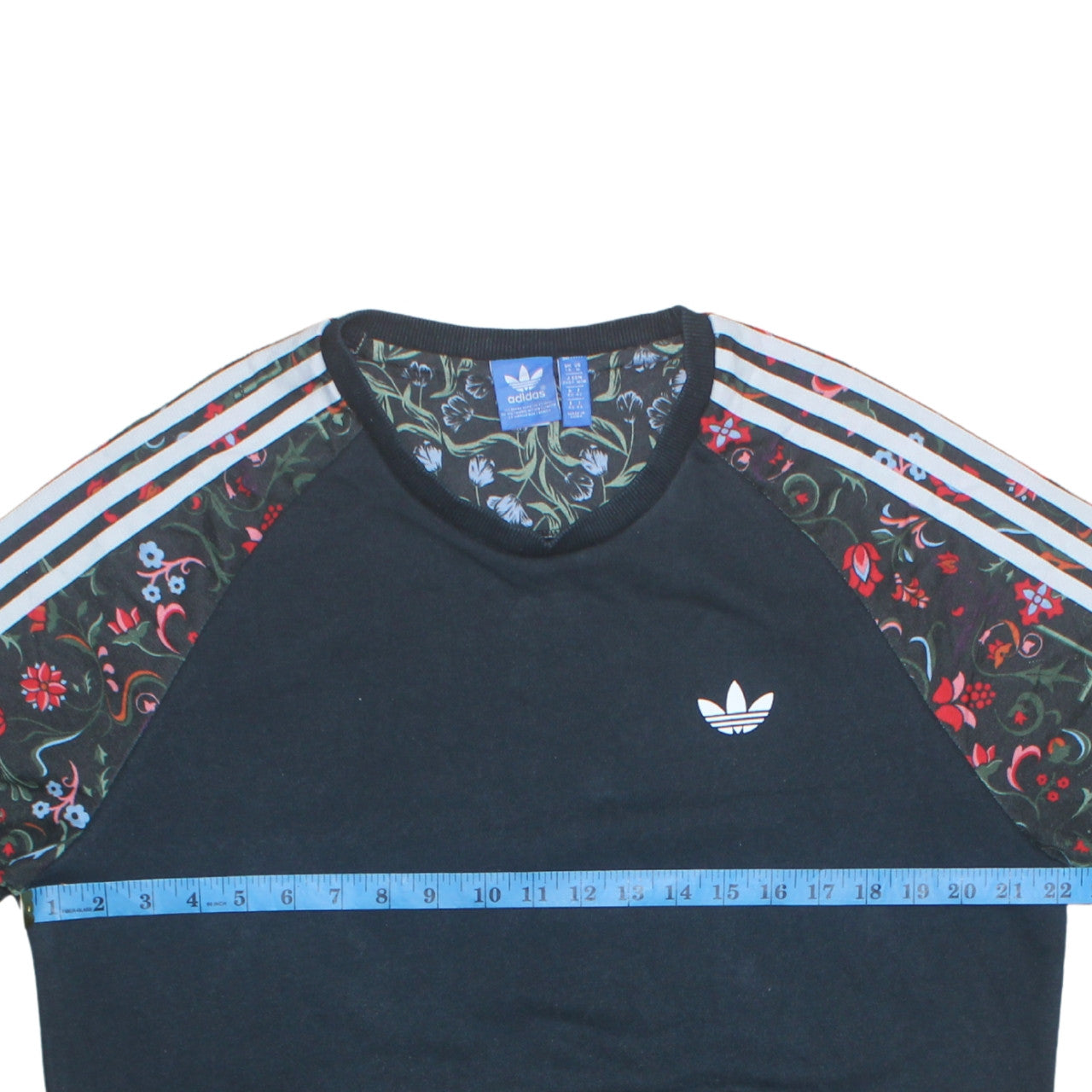 Adidas Women Black Floral Sleeve Pullover Sweatshirt UK 14