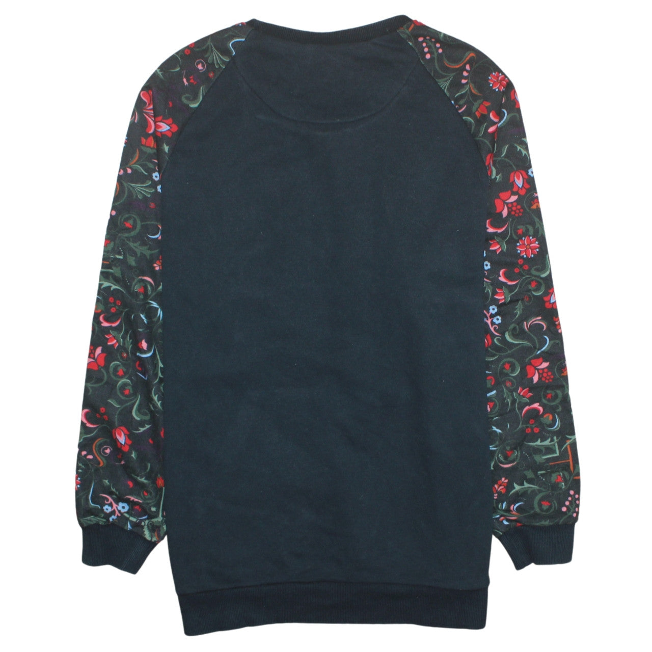 Adidas Women Black Floral Sleeve Pullover Sweatshirt UK 14