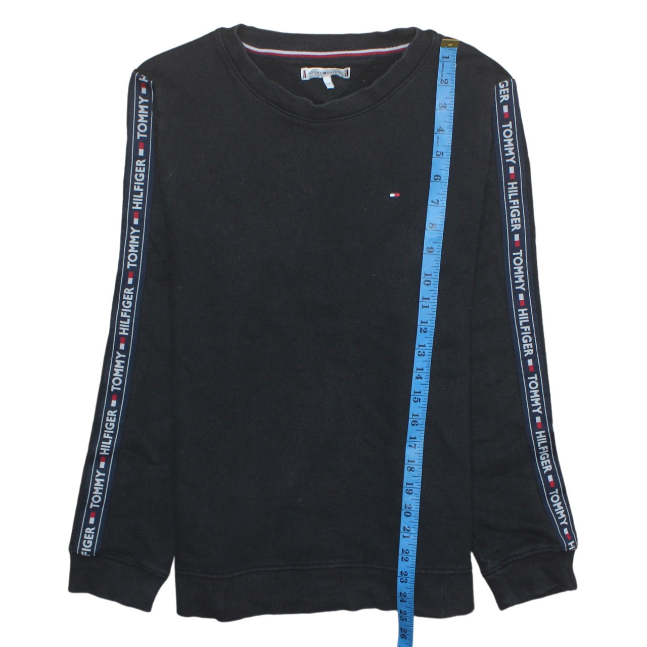 Tommy Hilfiger Men's Black Logo Sleeve Pullover Sweatshirt Medium