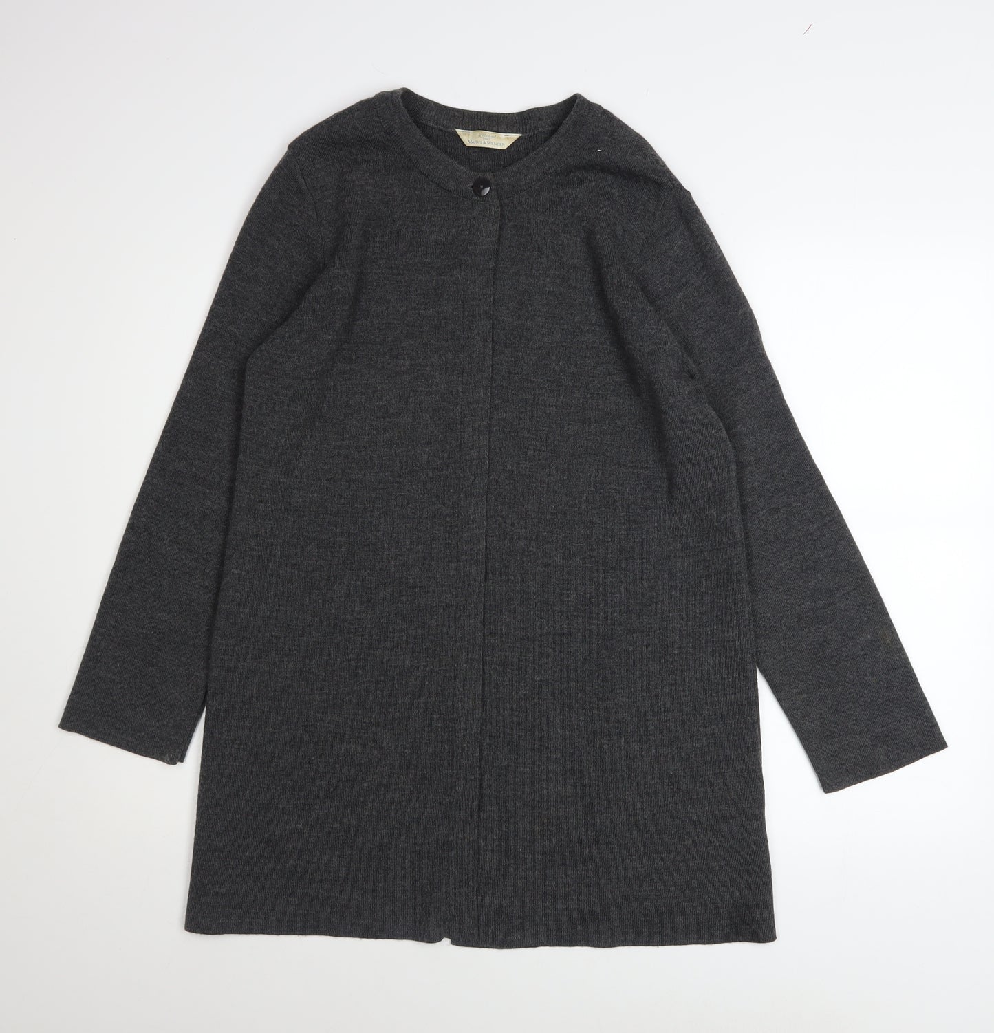 Marks & Spencer Women’s Grey Merino Wool Blend Longline Cardigan UK 12