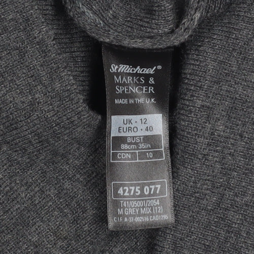 Marks & Spencer Women’s Grey Merino Wool Blend Longline Cardigan UK 12