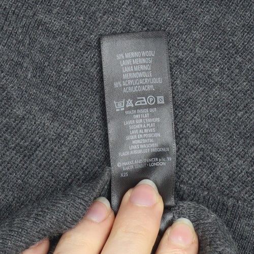 Marks & Spencer Women’s Grey Merino Wool Blend Longline Cardigan UK 12