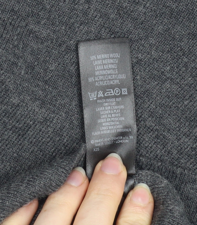 Marks & Spencer Women’s Grey Merino Wool Blend Longline Cardigan UK 12